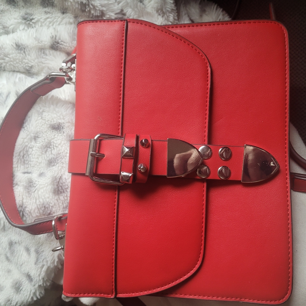 Carlos Santana Red Crossbody Bag with Buckle Details
